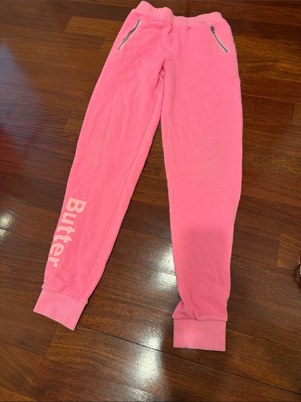 Butter Pink Girls' Fleece Joggers with Zip Pockets